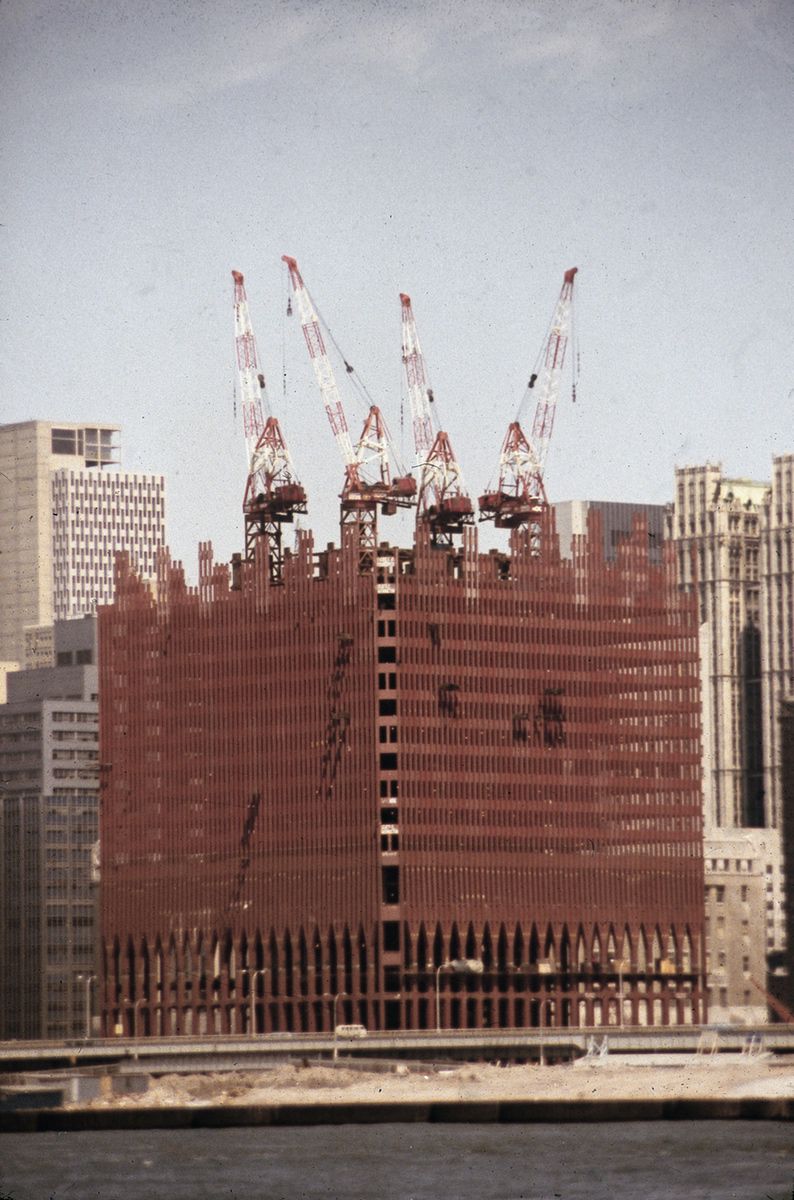 The north tower under construction, circa 1969. (Hulton Archive/Getty Images)